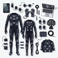 Capture equipment layout featuring two suits with numerous reflective Royalty Free Stock Photo