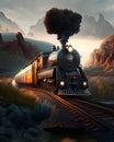 Rails of Destiny: Train Journey into the Horizon Illustration