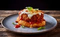 Capture the essence of Chicken Parmigiana in a mouthwatering food photography shot Royalty Free Stock Photo