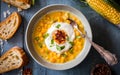 Capture the essence of Corn Chowder in a mouthwatering food photography shot Royalty Free Stock Photo