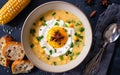 Capture the essence of Corn Chowder in a mouthwatering food photography shot Royalty Free Stock Photo