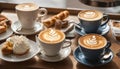 Capture the essence of a cozy cafe, scene with a latte art masterpiece