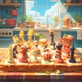 The Ultimate Culinary Chess Match - A Unique Board Game Experience Royalty Free Stock Photo
