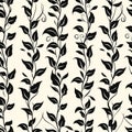 Elegant Seamless Leaf Pattern in Classic Black and White for Sophisticated Design and Timeless Decor Royalty Free Stock Photo