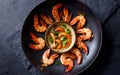 Capture the essence of Gambas Al Ajillio in a mouthwatering food photography shot