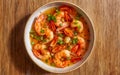 Capture the essence of Gambas Al Ajillio in a mouthwatering food photography shot
