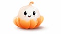 Cute Halloween Pumpkin and Ghost on White Background - Spooky Holiday Image