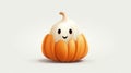 Cute Halloween Pumpkin and Ghost on White Background - Spooky Holiday Image