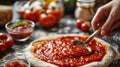 Artisan Pizza Dough and Sauce Base Royalty Free Stock Photo