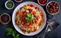 Capture the essence of Koshari in a mouthwatering food photography shot Royalty Free Stock Photo