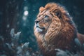 Lion in Winter - A Generative AI Art Closeup