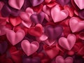 Valentines day colorful satin hearts background banner concept love, mothers day Royalty Free Stock Photo