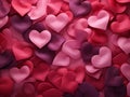 Valentines day colorful satin hearts background banner concept love, mothers day Royalty Free Stock Photo