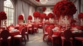 Blissful Blooms Wallpaper and Design in Red and White for Wedding Elegance, Generative AI