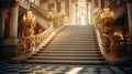 Opulent Grandeur: Intricate Decorative Patterns on a Sparkling Marble Staircase Royalty Free Stock Photo