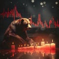 Bearish Retreat: Abstract Stock Market with Red Candles Symbolizing Falling Prices\