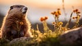 Majestic Marmot: A Mountain Portrait - generative ai