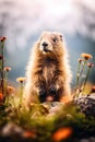 Majestic Marmot: A Mountain Portrait - generative ai