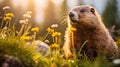 Majestic Marmot: A Mountain Portrait - generative ai