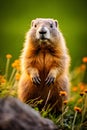 Majestic Marmot: A Mountain Portrait - generative ai