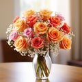 Whispering Petals: An Enchanting Sunset Bouquet with Delicate Roses