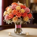 Whispering Petals: An Enchanting Sunset Bouquet with Delicate Roses