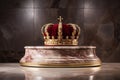 Regal Majesty: A Golden Crown on a Marble Podium