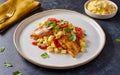 Capture the essence of Saltfish Ackee in a mouthwatering food photography shot