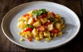 Capture the essence of Saltfish Ackee in a mouthwatering food photography shot