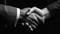 Handshake of two businessmen on a black background. black and white image. Close-up. Generative AI Royalty Free Stock Photo