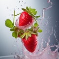 capture the essence of temptation with a close up image of a strawberry surrounded by a pool of deca Royalty Free Stock Photo