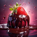 capture the essence of temptation with a close up image of a strawberry surrounded by a pool of deca Royalty Free Stock Photo