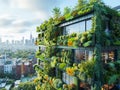 Capture the essence of urban greening innovation from a dynamic tilted angle Show a vibrant cityscape transformed by sustainable Royalty Free Stock Photo