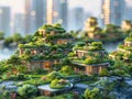 Capture the essence of urban greening innovation from a dynamic tilted angle Show a vibrant cityscape transformed by sustainable Royalty Free Stock Photo