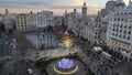 Fallas Festivities: Stunning Rooftop View of Plaza del Ayuntamiento at Sunset