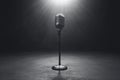 Capture the Essence, Vintage microphone on stage in Spotlight, A Timeless Echo Royalty Free Stock Photo