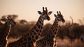 Capture the essence of the wild as you encounter a group of giraffes, their elongated necks and soulful gazes drawing you into