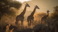 Capture the essence of the wild as you encounter a group of giraffes, their elongated necks and soulful gazes drawing you into