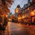 Twilight in Quebec City: Chateau Frontenac and Historic Cobblestone Streets