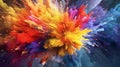 explosions of colors on a picture, many colors, dynamic, modern, visual effect, Generative AI