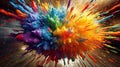 explosions of colors on a picture, many colors, dynamic, modern, visual effect, Generative AI