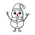 Cute Christmas sticker dancing snowman. transparent background version available