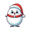 Funny Christmas sticker dumpy snowman. transparent background version available