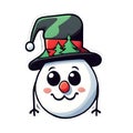 Cute Christmas sticker egg and hat. transparent background version available