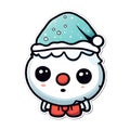 Cute Christmas sticker little snowman. transparent background version available