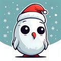 Cute Christmas sticker illustration portly little snowman