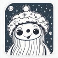 Cute Christmas illustration smiling adorable Santa Claus