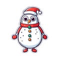 Cute Christmas sticker snowman. transparent background version available