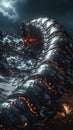 Capture the futuristic elegance of a metallic centipede from a wormseye view Royalty Free Stock Photo