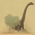 Towering Brachiosaurus in Pasture